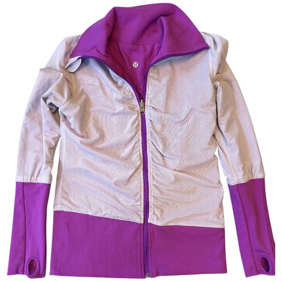 EUC LULULEMON Raja Reversible Purple Jacket Yoga Thumbhole Luon Mesh Full Zip 4 - Picture 2 of 7